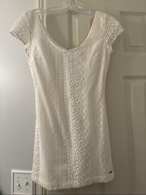 Hollister Cream Lace Scoop-Neck Mini Dress